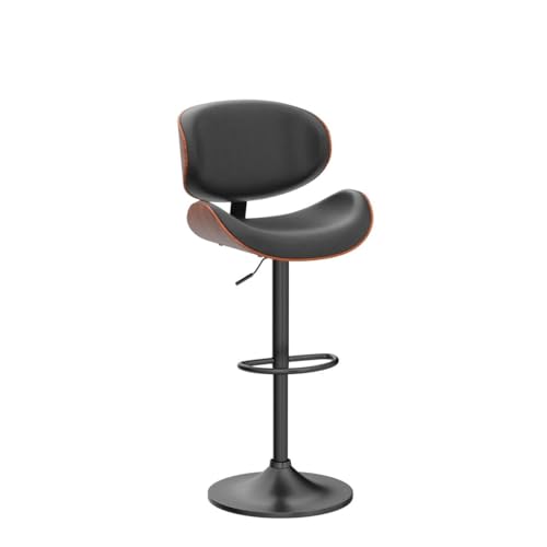 Modern Black Bentwood Bar Stools with Footrest for Kitchen Counter