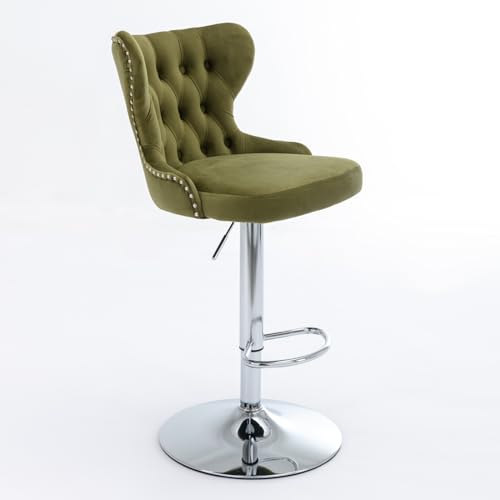 Bar Stools Set of 2 for Kitchen Island, Olive Green
