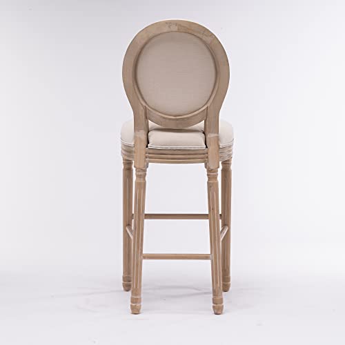Wooden Barstools Set of 2 - French Style Tufted Upholstered Counter Stools