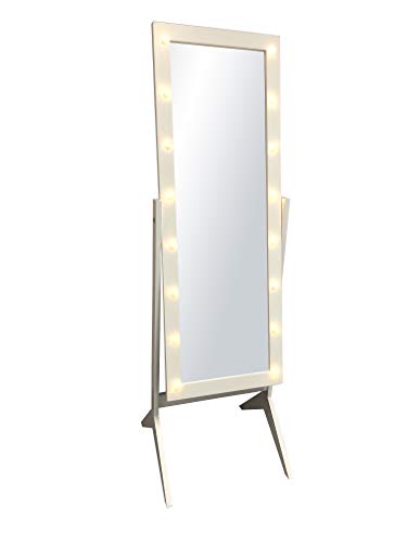 Wooden Cheval Bedroom Floor Mirror Stand Hollywood Style Makeup Mirror