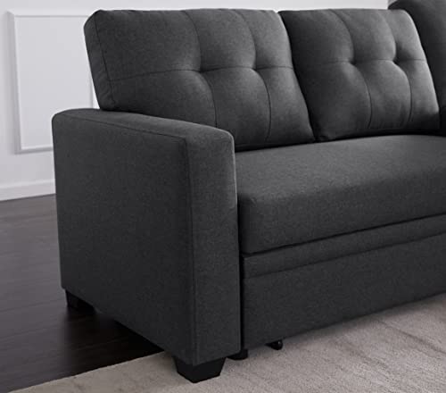 LUCIE BOUTIQUES Modern Upholstered Pull-Out Sectional Sofa Bed