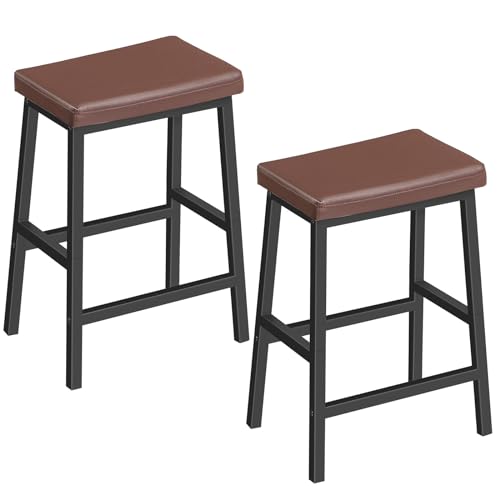 HOOBRO Brown & Black 24" Kitchen Bar Stool Set BC01MD01
