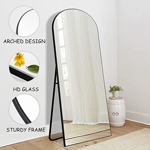 Floor-Standing Arched Mirror - 65x22 [Black]