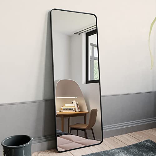 LUCIE BOUTIQUES 64x21 Full Length Nano Glass Mirror, Black