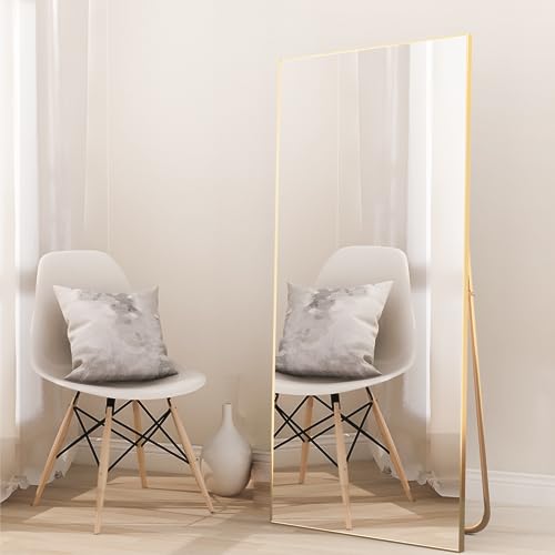 Full Length Mirror for Body, Aluminum Alloy Frame, Gold