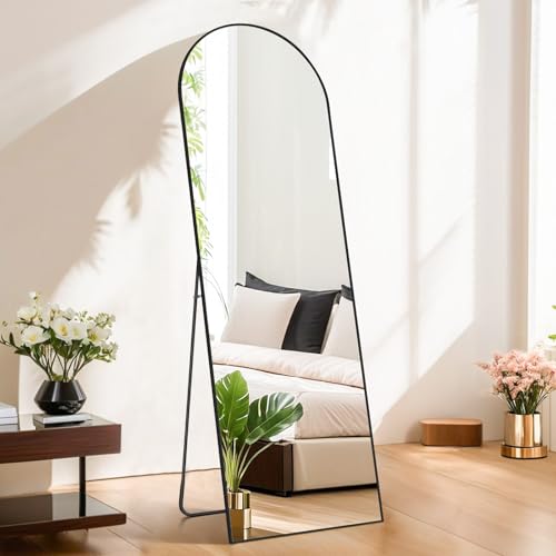 59"x16" Arched Full-Length Mirror with Stand & Shatter-Proof Glass