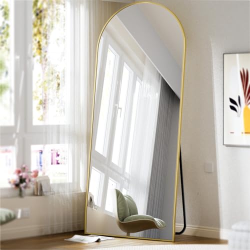 LUCIE BOUTIQUES Gold Full-Length Floor Mirror 71"x26", Aluminum Frame, Standing & Hanging