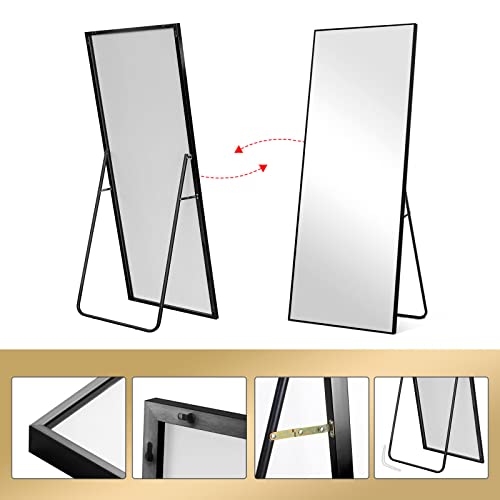 NeuType Full-Length Black Floor Mirror, Aluminum Frame, 64" x 21"