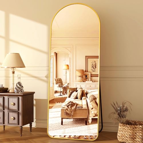 64x21 Arched Full Length Floor Mirror with Aluminum Frame