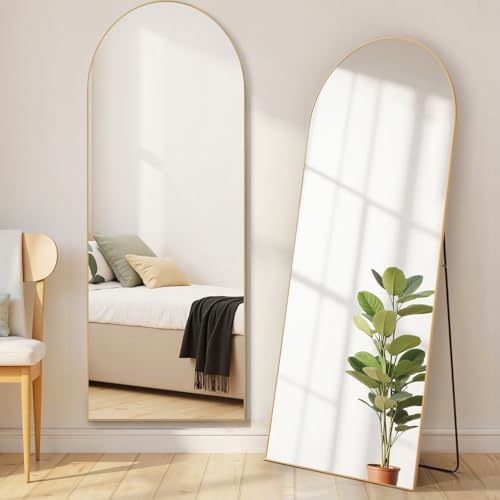 Upgraded 21"x64" Arched Mirror with Shatter-Proof Glass for Floor or Wall