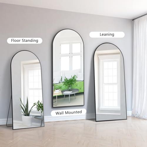 Dolonm 64x21 Inch Full Length Floor Mirror, Black Aluminum Frame