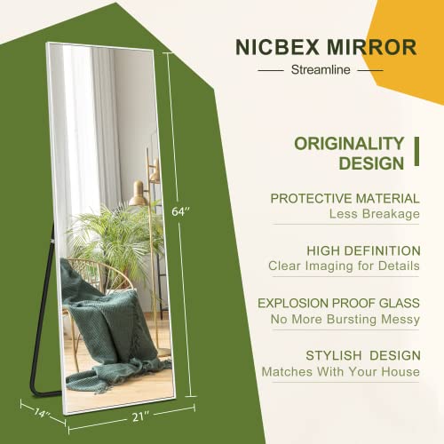 LUCIE BOUTIQUES 64 x 21 Inch Full Length Mirror for Bedroom, Vanity, and Living Room