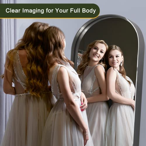 Brushed Silver Full Body Mirror Wall-Mounted