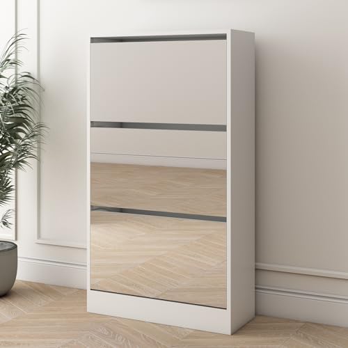 LUCIE BOUTIQUES Accent Shoe Cabinet with Drawers and Mirror