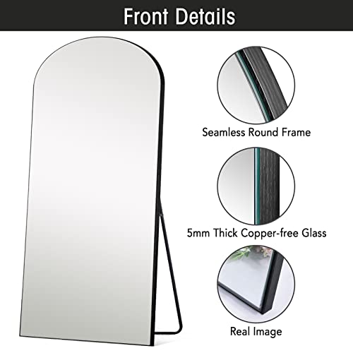 Full Length Black Arched Floor Mirror [71''x32'']