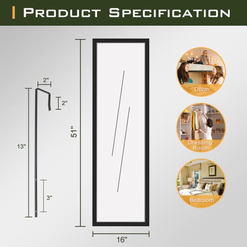 LUCIE BOUTIQUES Full Length Over-The-Door Mirror for Bedroom, Dorm, Dressing Room