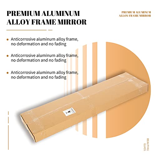 Elegant 55 x 16 Full-Length Mirror with Stand, Gold Metal Frame for Living Room & Bedroom