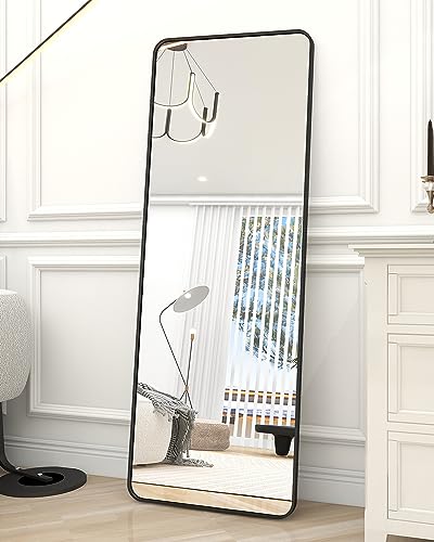 LUCIE BOUTIQUES 64x21 Full Length Nano Glass Mirror, Black