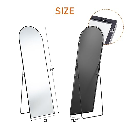 OLIXIS Full-Length Floor Mirror with Stand, 64"x21" Black