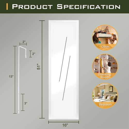 LUCIE BOUTIQUES Over-The-Door Mirror, Full Length for Bedroom, Dorm, Dressing Room