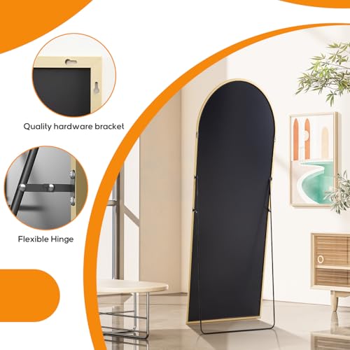 Upgraded 21"x64" Full Length Arch Mirror with Shatter-Proof Glass, Standing & Hanging