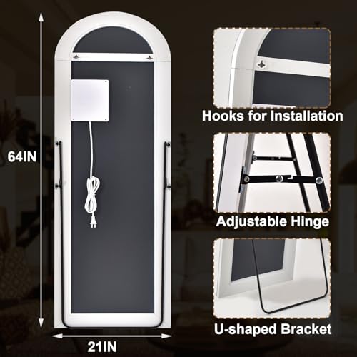 GLSLAND Arched Full Length Mirror with Lights 64" x 21"