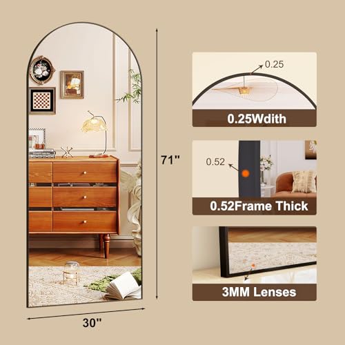 Modern Arched Full Length Mirror for Living Room, Bedroom, and Cloakroom
