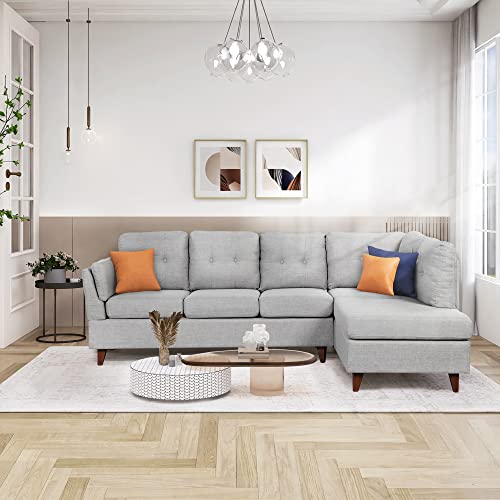Sectional Couches for Living Room, Modern Linen Fabric Sofa
