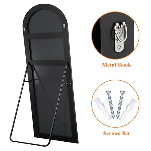 Arched Floor Mirror with Standing Holder for Bedroom