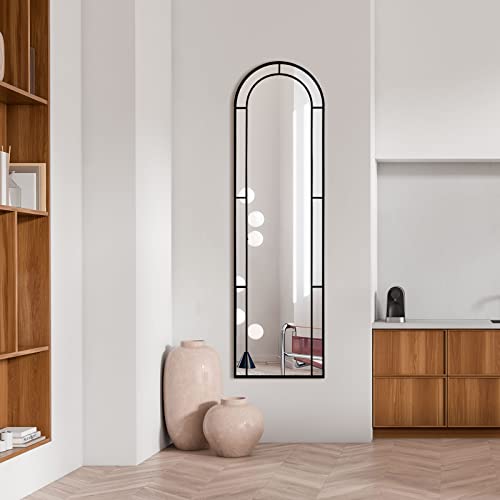 Muzilife Arch Window Mirror, 16x56 Full Length, Black, Wall Mountable