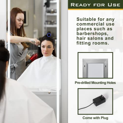 LED Full Length Floor Mirror with Brightness Adjustment for Bedroom