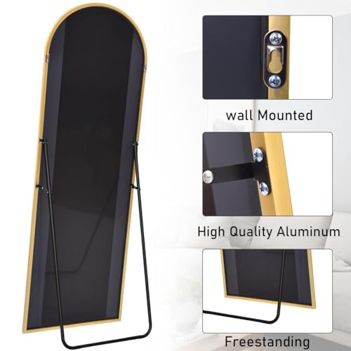 Arched Bedroom Mirror with Aluminum Frame (Gold)