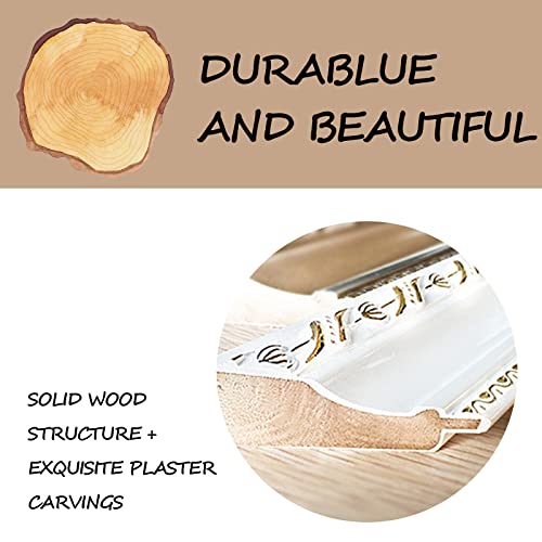 Solid Wood Frame Floor Mirror, Full Body Mirror with Standing Holder, Leaning Against Wall or Wall Mounted for Bedroom, Living Room, Dressing Mirror-Champagne