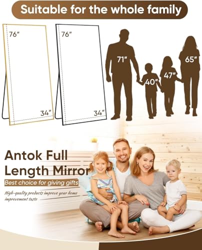 Antok 76"x34" Full-Length Floor Mirror, Black