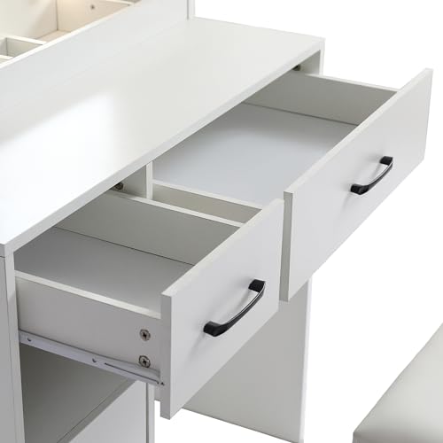 Compact Vanity Desk with Mirror and Lights for Modern Decor