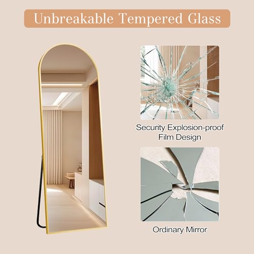 Arched Full Length Mirror 57x20, Leaning Standing Mirror for Living Room, Bedroom or Cloakroom