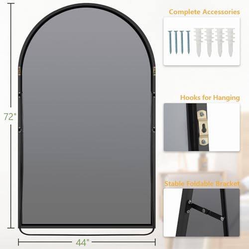MELOMOIR Black Tempered Glass Full-Length Floor Mirror, 44"x72", Living & Bedroom