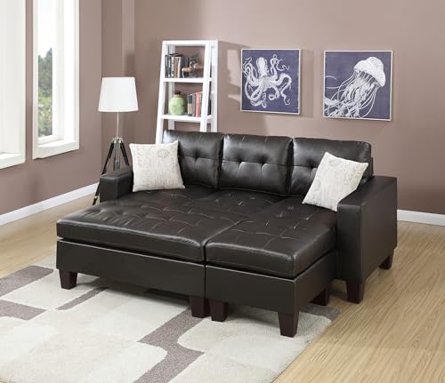 Classic Reversible Sectional Sofa Set with Ottoman