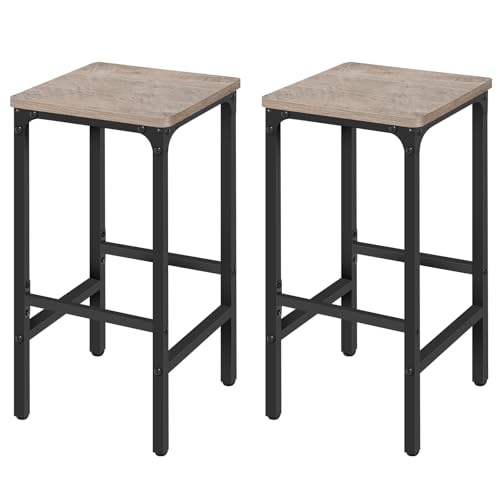Industrial Greige Bar Stools Set of 2, 27.6" Tall, with Footrest
