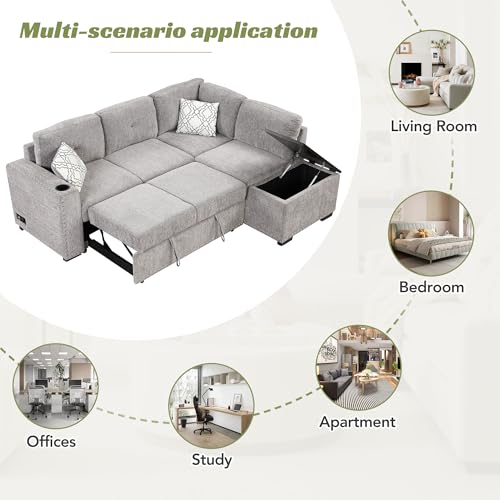 LUCIE BOUTIQUES Fashion L-Shaped Sectional Sofa Bed