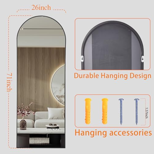 Black Nanoglass Full Length Standing Mirror 71"x26"