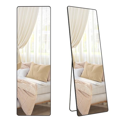 Slim Full Body Mirror with Stand, Aluminum Frame