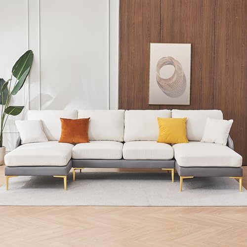 LUCIE BOUTIQUES Sectional Sofa for Living Room, Bedroom, Apartment, Gray