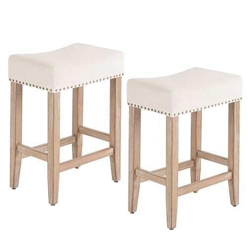 Furniliving Beige Counter Height Bar Stool Set of 2