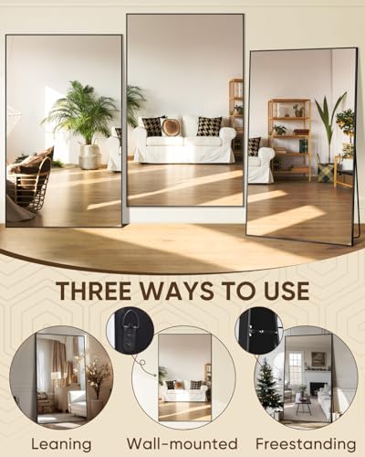 Antok Full-Length Floor Mirror, 72"x44", Black