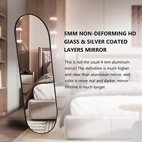 65" Full-Length Metal Frame Mirror, Ultra-Clear Dressing Mirror for Cloakroom/Bedroom, Black