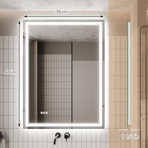 Lighted Vanity Mirror for Bathroom with LED, Dimming, and Memory