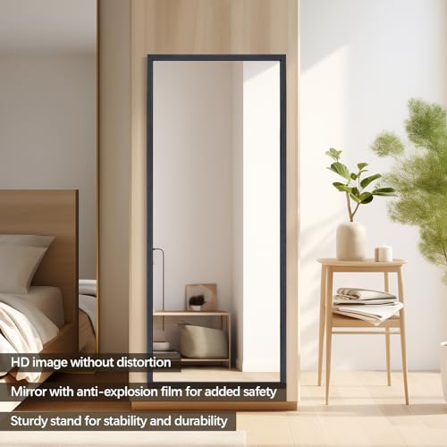  65x22 Full Length Floor Mirror with Wooden Frame for Bedroom, Living Room, Dressing Room