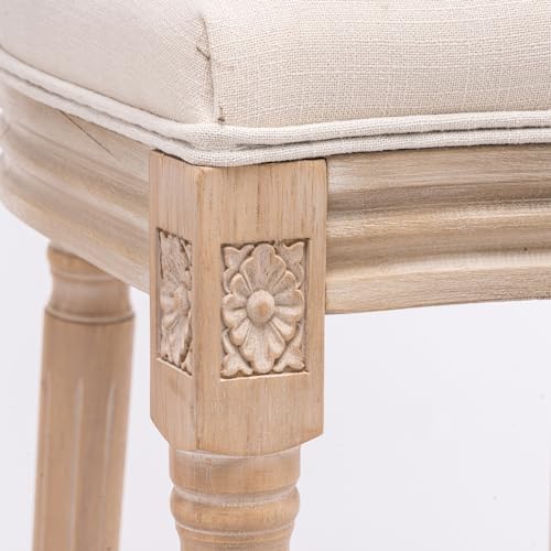 French Style Tufted Upholstered Wooden Counter Bar Stools