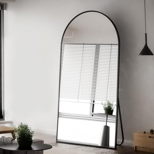 Oversized Arched Full Length Mirror for Bedroom Living Room, Black